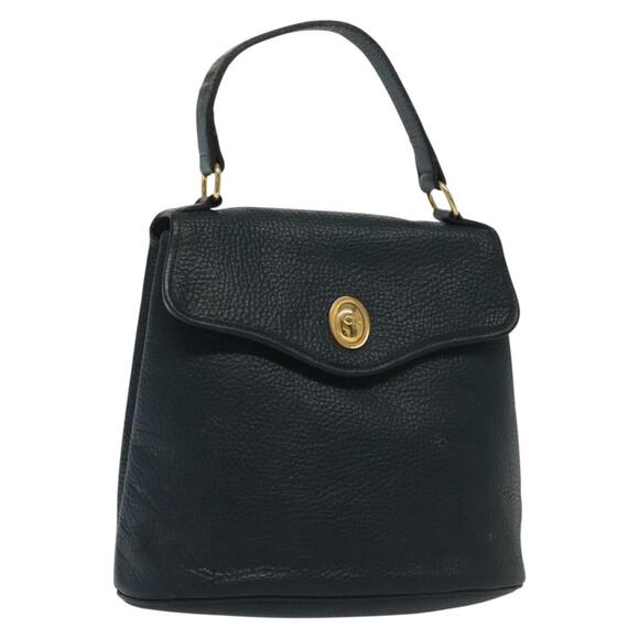 DIOR Hand Bag Leather Navy Gold - Picture 1 of 12